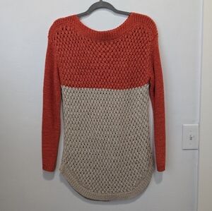 Parkhurst Two-Tone Orange Tan Knit Women's Sweater Size M Stretch